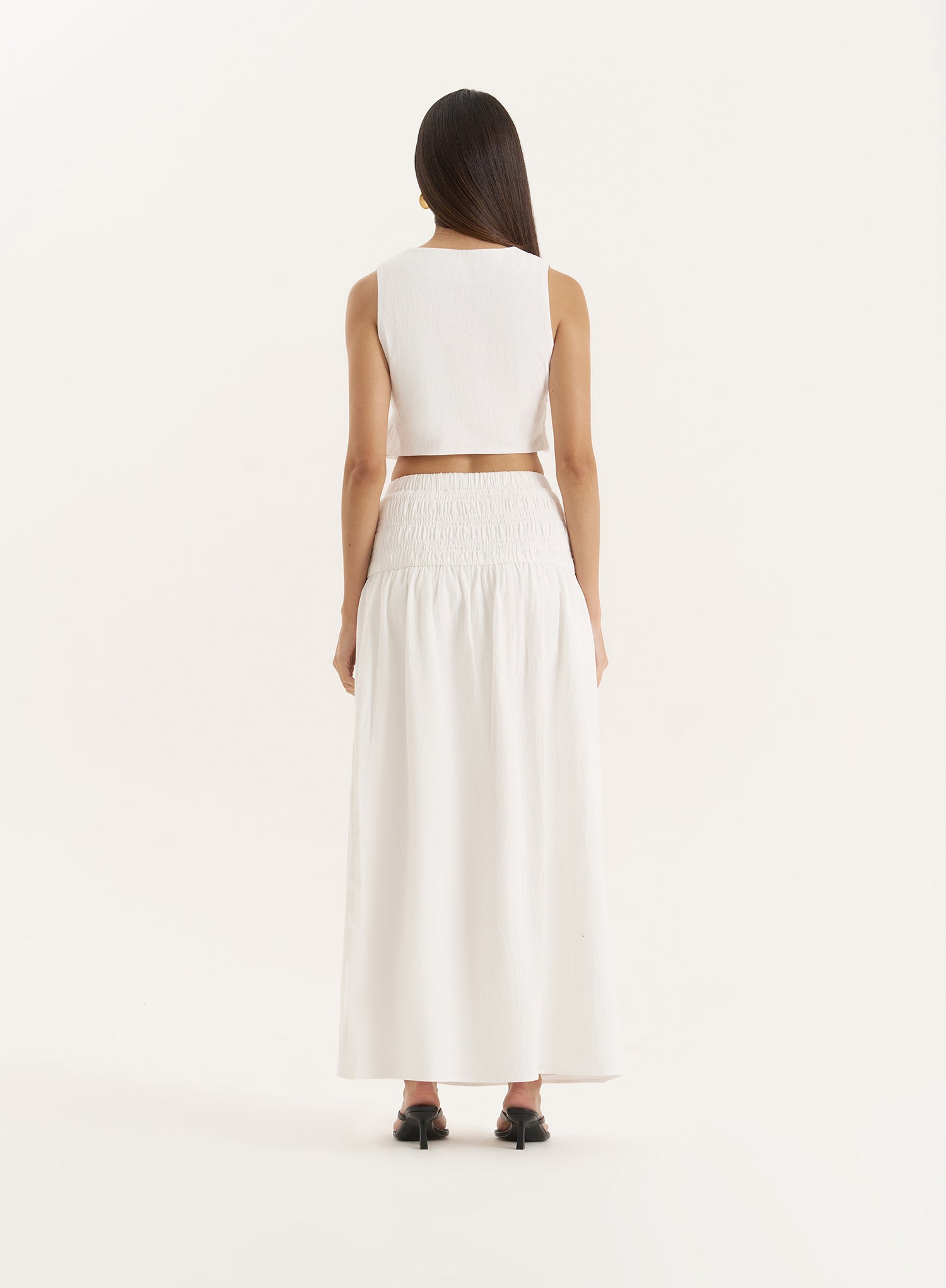 White Tie Front Cropped Top